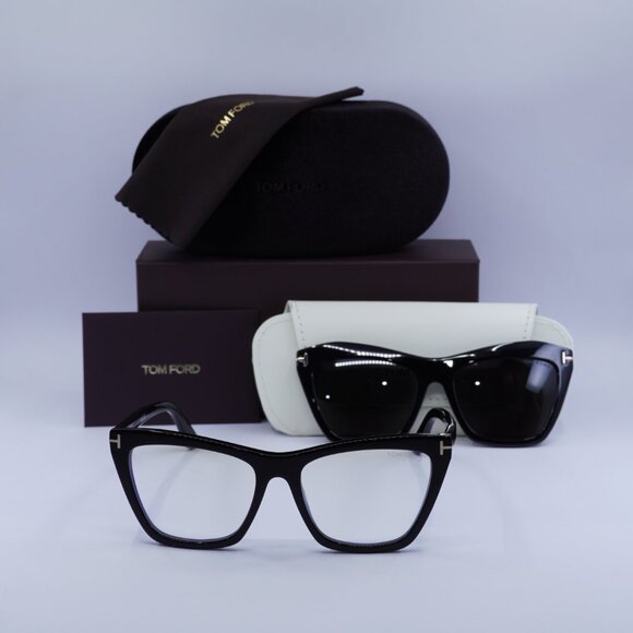 Tom Ford FT5971-B 001 Cat Eye Eyeglasses - Shiny Black 54mm